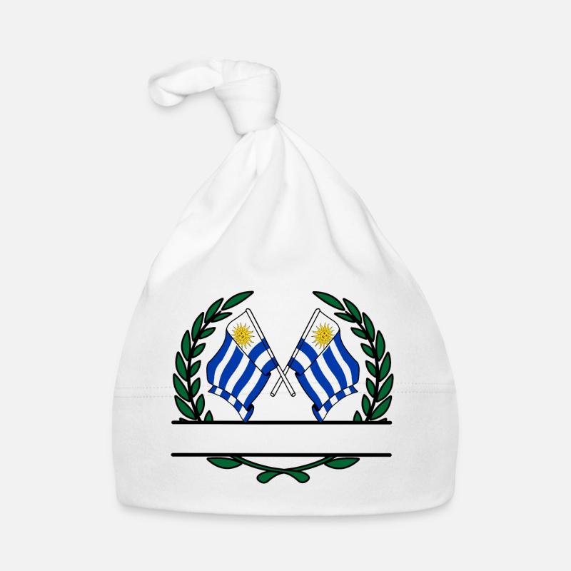 Drapeaux Uruguay couronne de laurier bannière Bonnet bio Bébé
