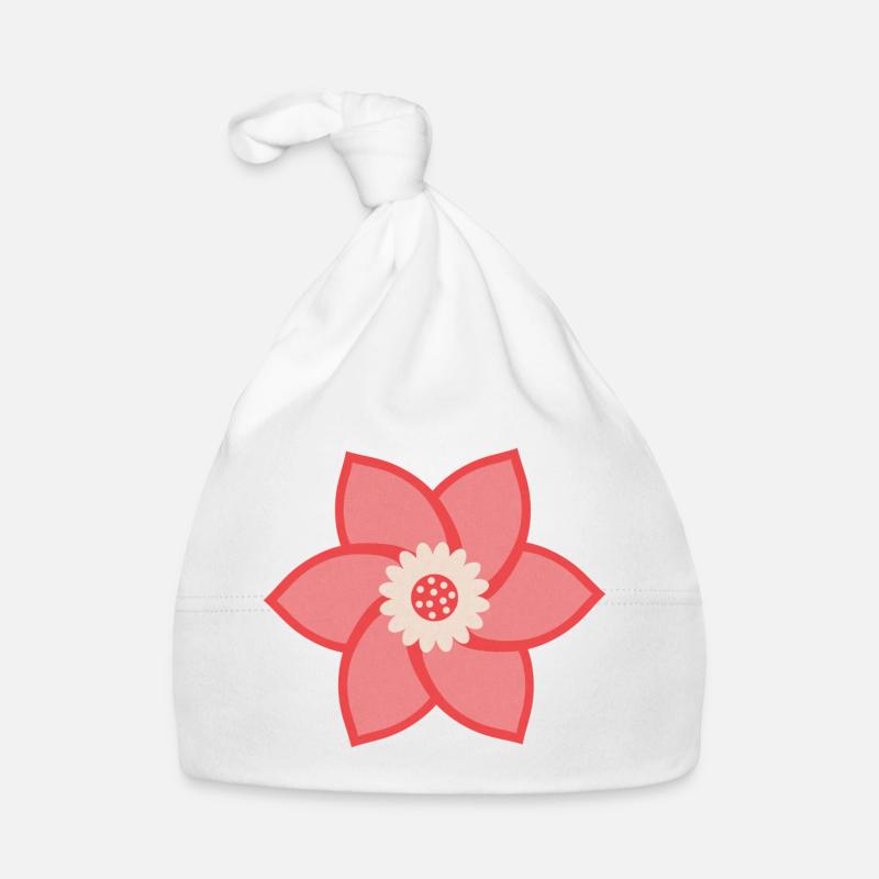 Rote Rosa & Cremeblume Baby Bio-Mütze