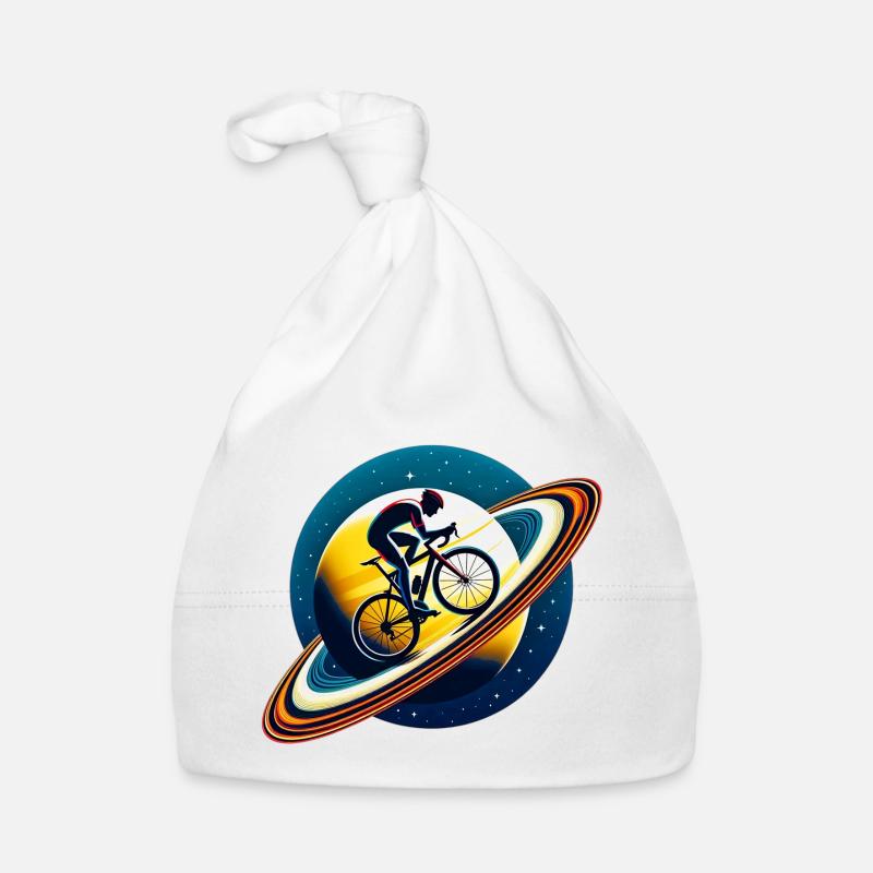 Cycliste sur Saturne Bonnet bio Bébé