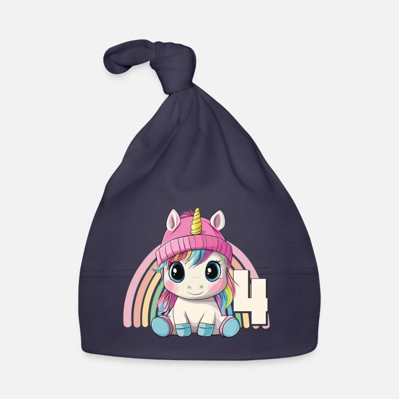4. Geburtstag Einhorn Regenbogen Süß Niedlich Baby Bio-Mütze