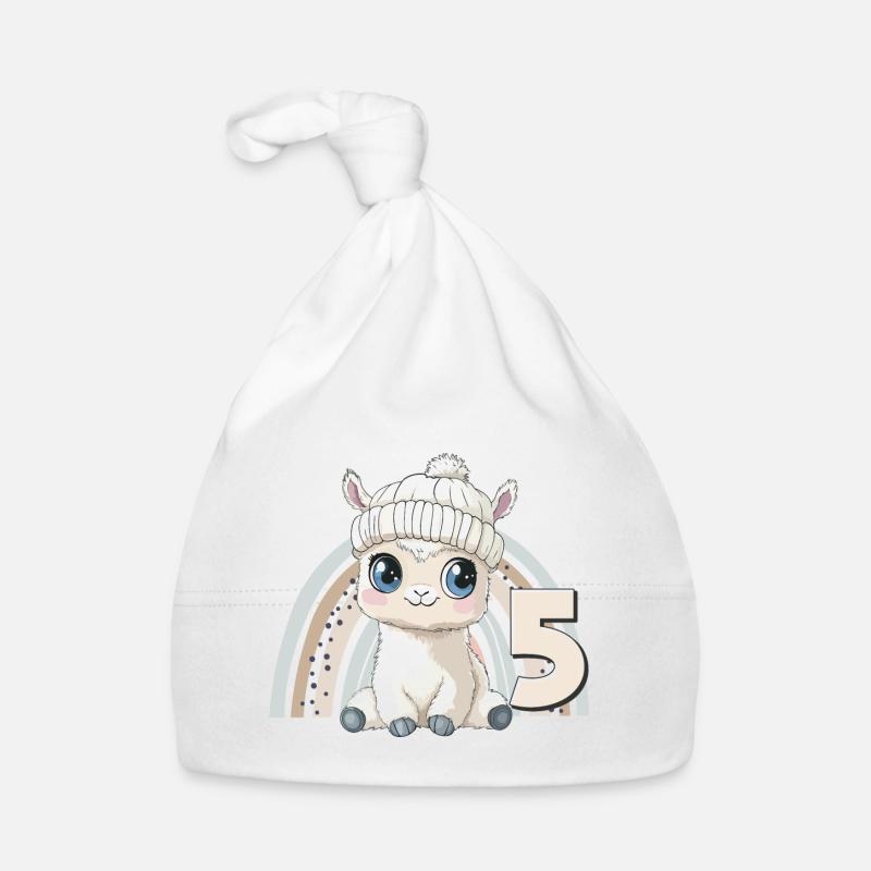 5. Geburtstag Alpaka Lama Regenbogen Süß Niedlich Baby Bio-Mütze