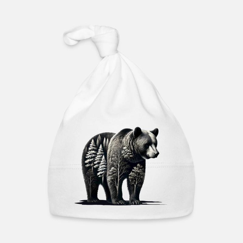 Mystical Forest Bear – Nature Illustration Organic Baby Cap