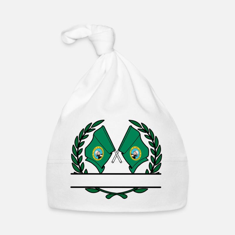 Flags USA Washington laurel wreath banner Organic Baby Cap