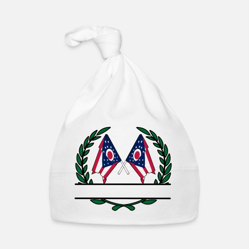 Flags USA Ohio laurel wreath banner Organic Baby Cap