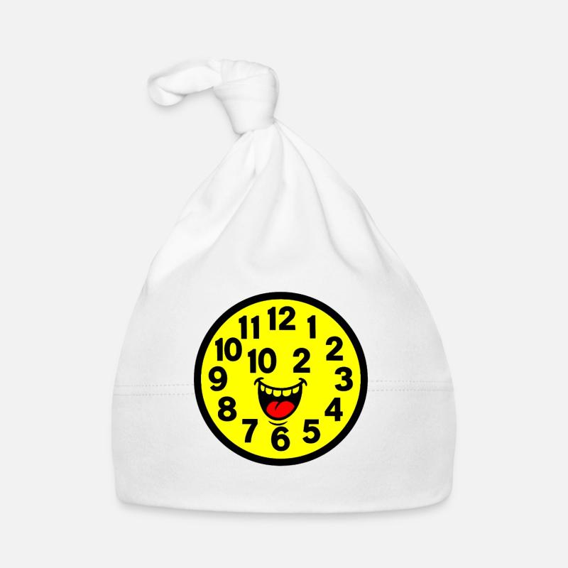 Cheerful Parodized Clock Design Organic Baby Cap