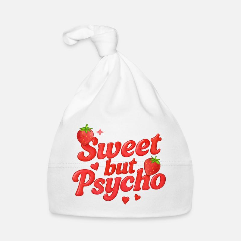 Doux mais psychopathe / Y2K Design - Bonnet bio Bébé - blanc