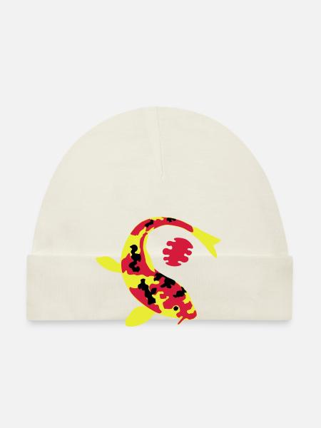 Abstract fish in bright colors - Organic Baby Cap - white - Front