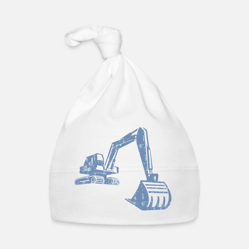 Excavator Silhouette Construction Worker Grunge Design Organic Baby Cap