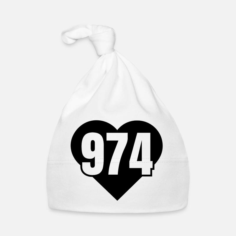 Chiffre 974 en noir et blanc Bonnet bio Bébé