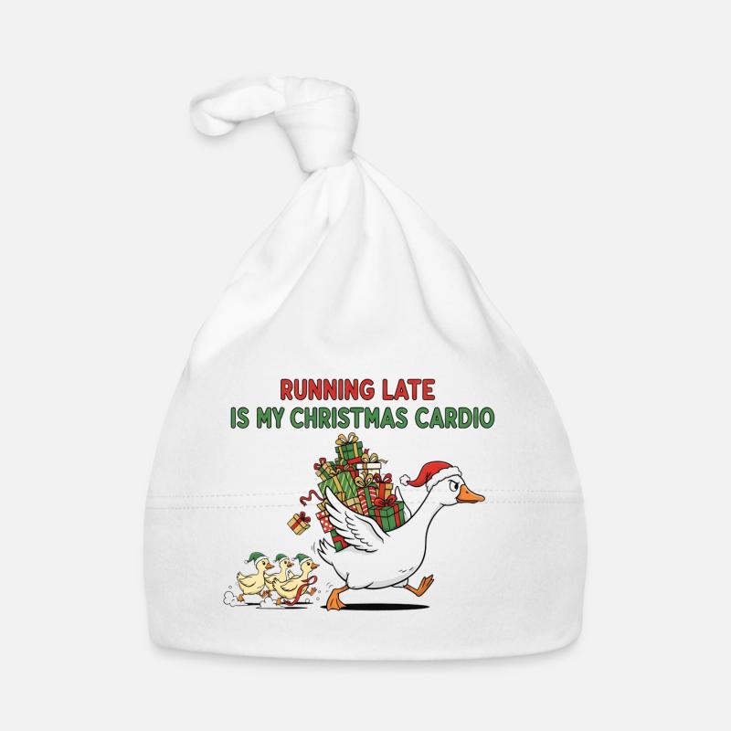 Être en retard, c’est mon cardio de Noël - Noël Ducks Bonnet bio Bébé