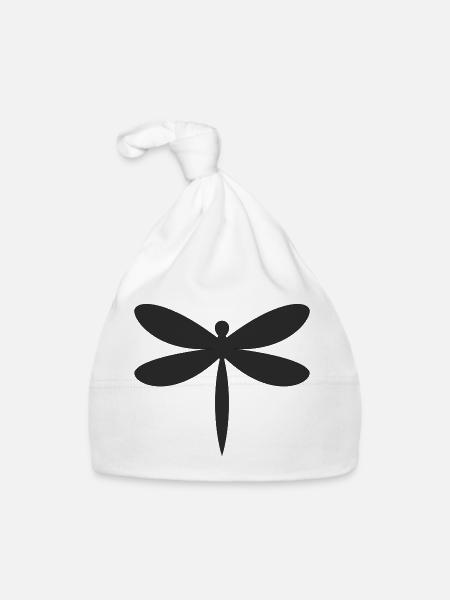 Libelle Silhouette  - Baby Bio-Mütze - Weiß - Vorne