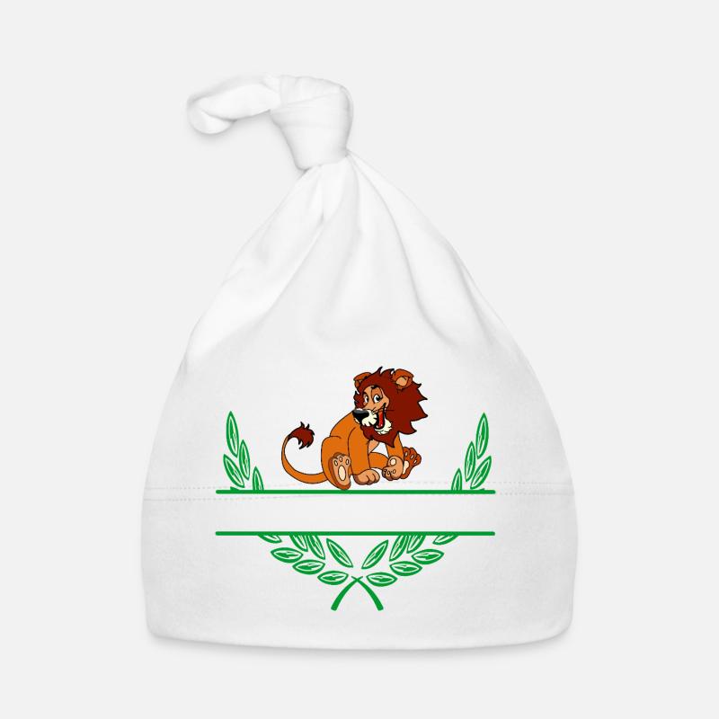 Lion Laurel Wreath with Namespace Organic Baby Cap