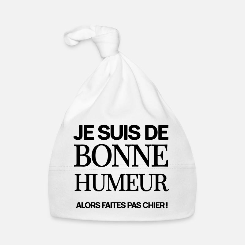 Je suis de bonne humeur - Bonnet bio Bébé - blanc