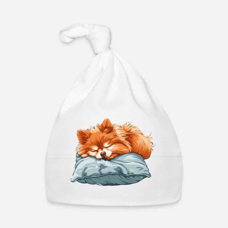 Sleeping Spitz on pillow Organic Baby Cap