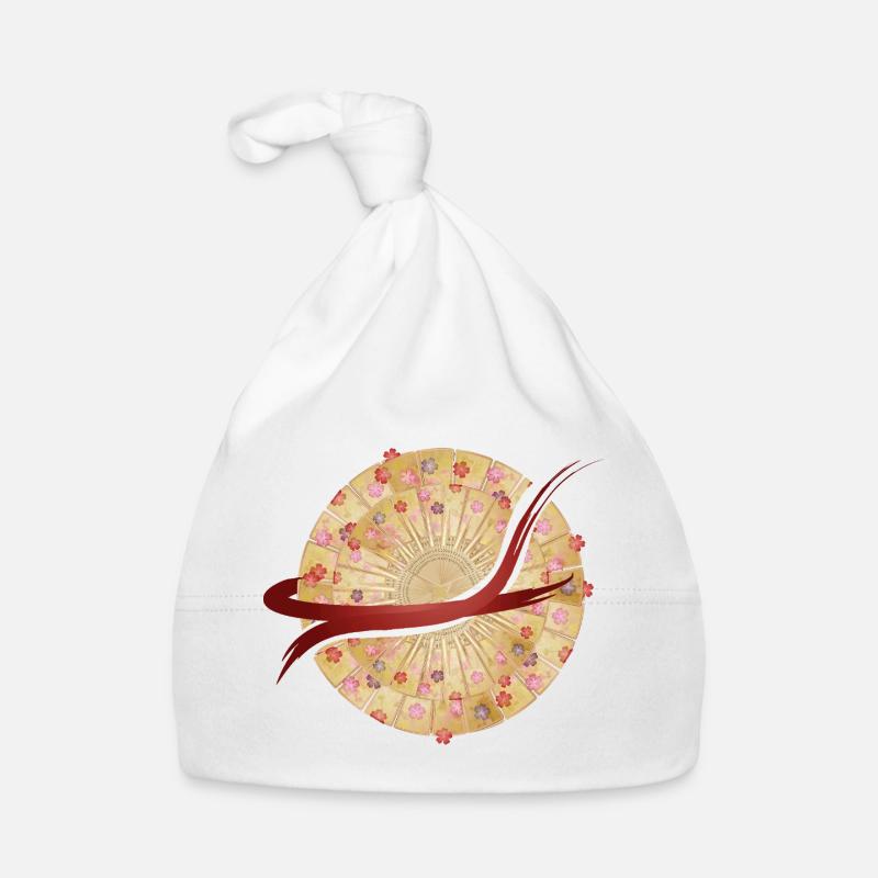 Japanisches Fächer-Mandala mit Pinselstrich Baby Bio-Mütze