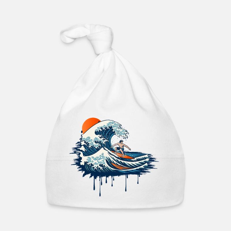 Dynamic Surf Illustration on Powerful Wave Organic Baby Cap