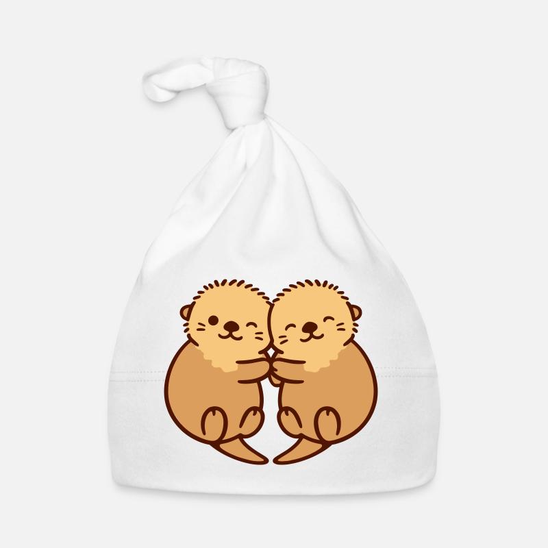 câlin de loutre - Bonnet bio Bébé - blanc