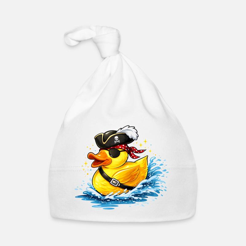 Cheeky rubber duck in pirate look with eye patch Organic Baby Cap