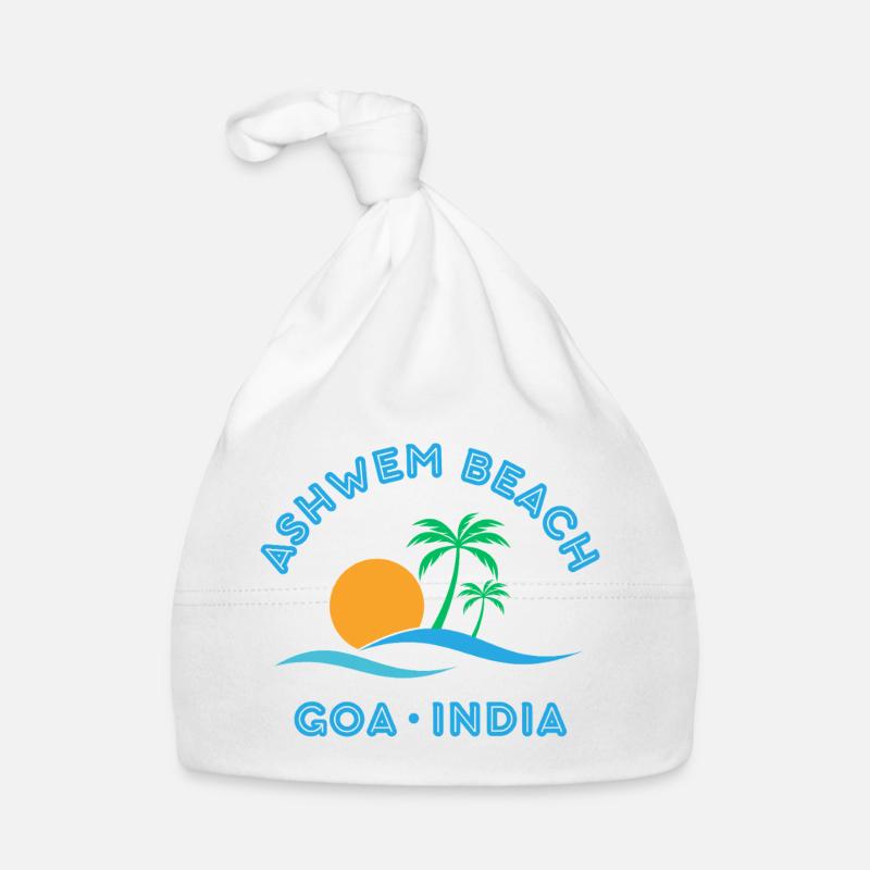 Palmier du coucher de soleil de Goa plage d’Ashwem Bonnet bio Bébé