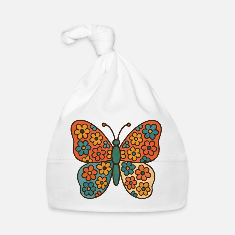 Butterfly with floral pattern Organic Baby Cap