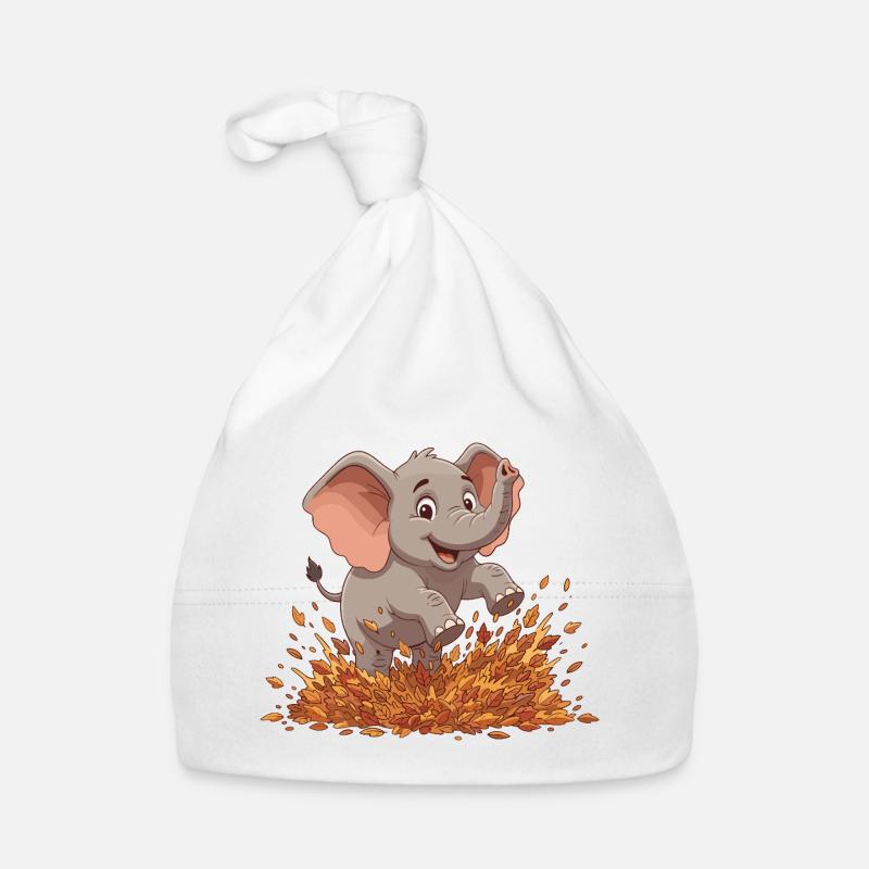 Éléphant joyeux dans les feuilles d’automne Bonnet bio Bébé