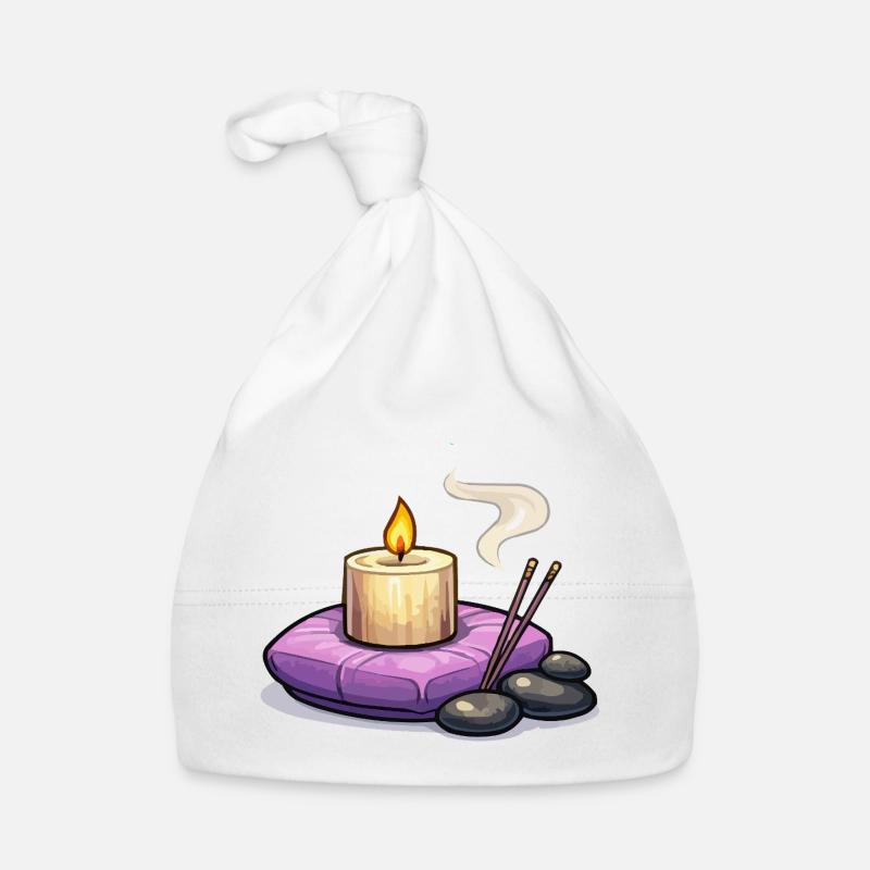 Zen candle on purple pillow Organic Baby Cap