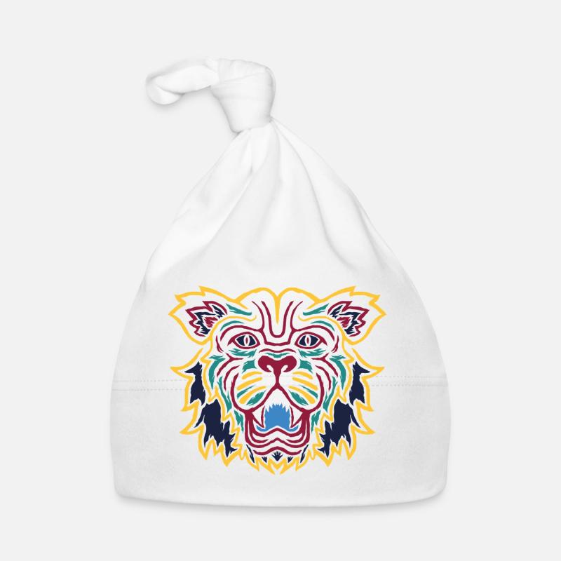 Bunter Tiger Blick Emblem Baby Bio-Mütze