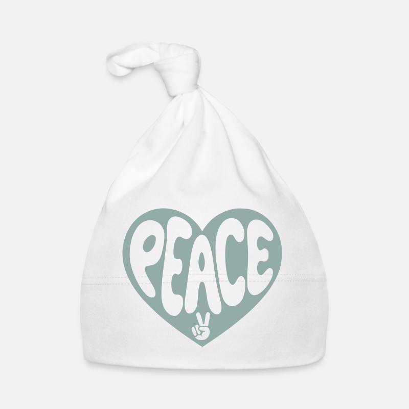 Peace Herz mit Peacezeichen Baby Bio-Mütze