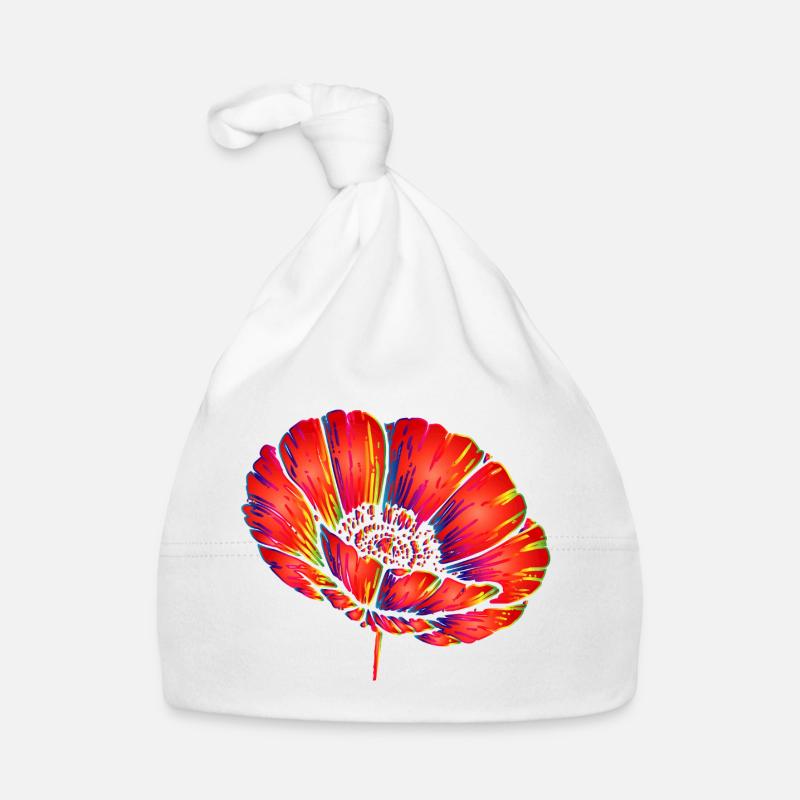 Neon Mohnblume Pop Art Florales Farbdesign Baby Bio-Mütze