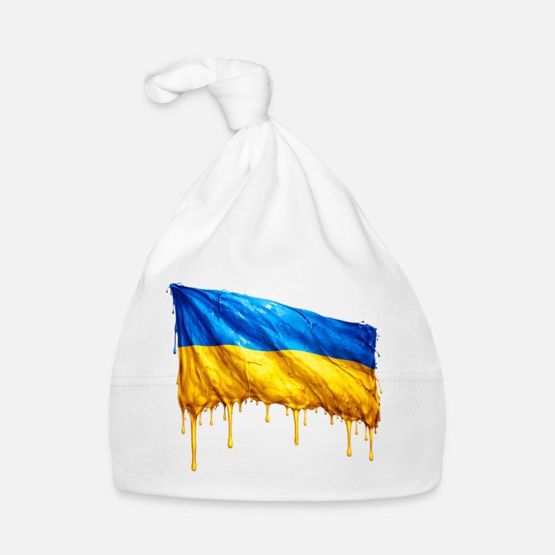 Drapeau ukrainien dégoulinant Bonnet bio Bébé