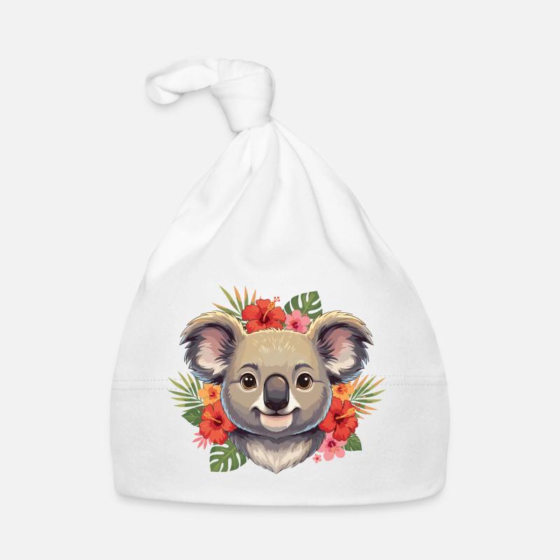 Koala with flower wreath Organic Baby Cap