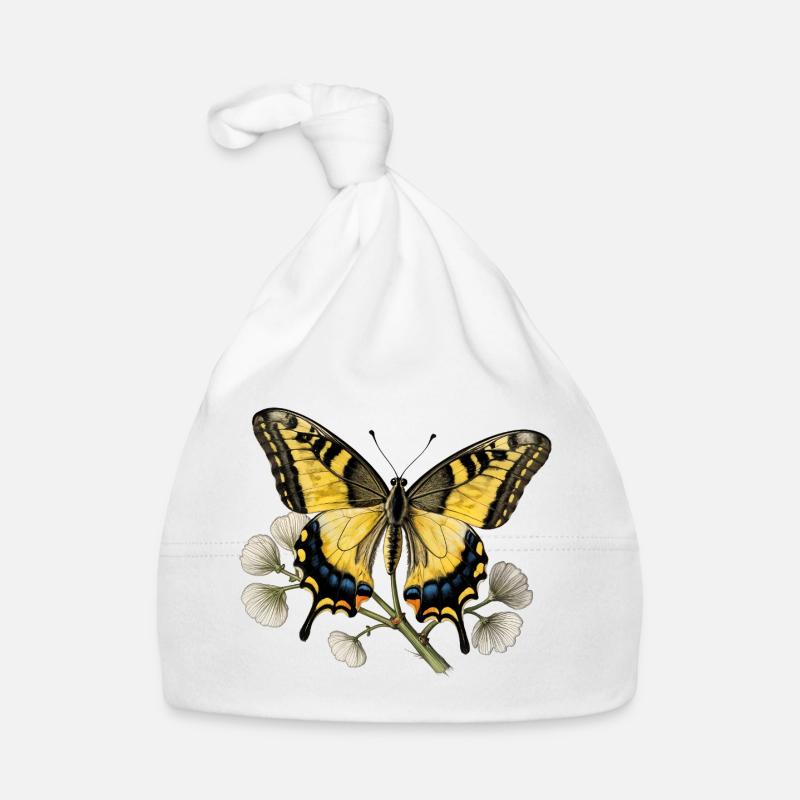 Papillon Machaon - gravure dessin Bonnet bio Bébé