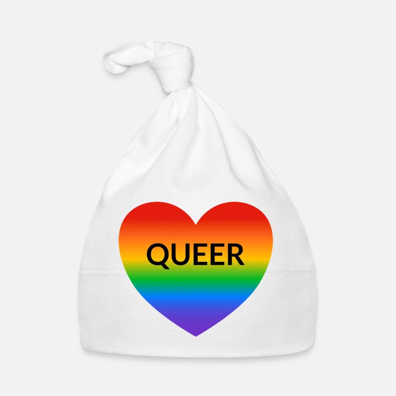 Pride QUEER rainbow heart Organic Baby Cap