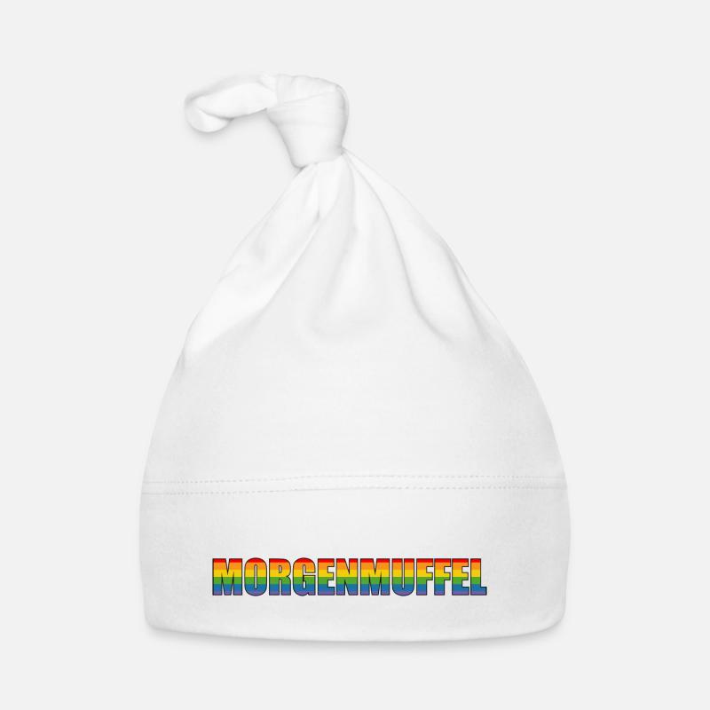 Morgenmuffel regenbogen Outline schwarz Baby Bio-Mütze