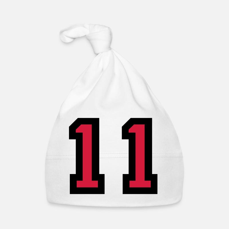 Le numéro 11 - numéro onze - Bonnet bio Bébé - blanc