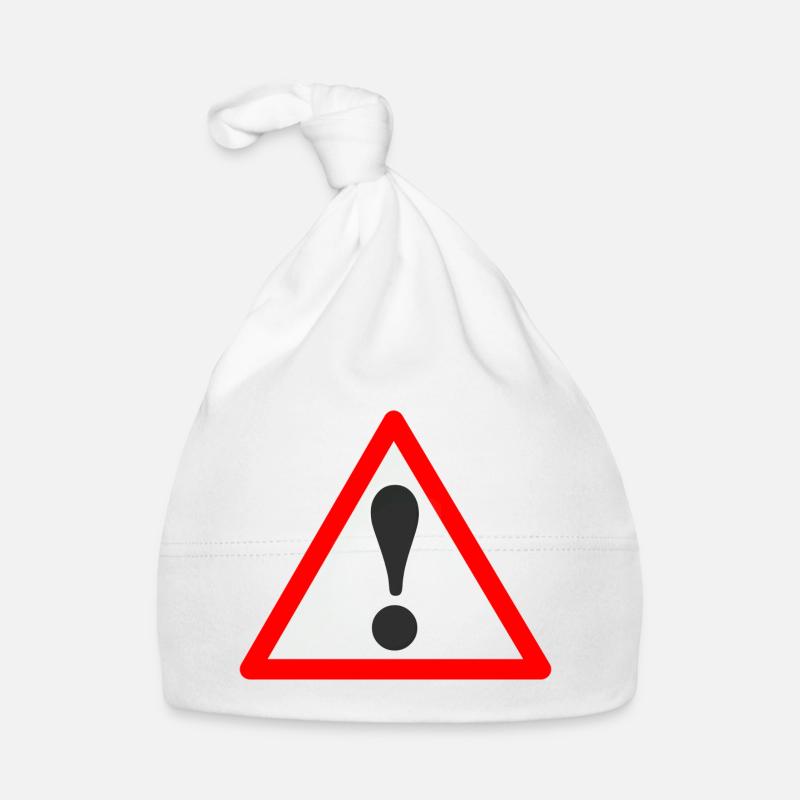 Warnschild/Ausrufezeichen /Warning/Attention - Baby Bio-Mütze - Weiß