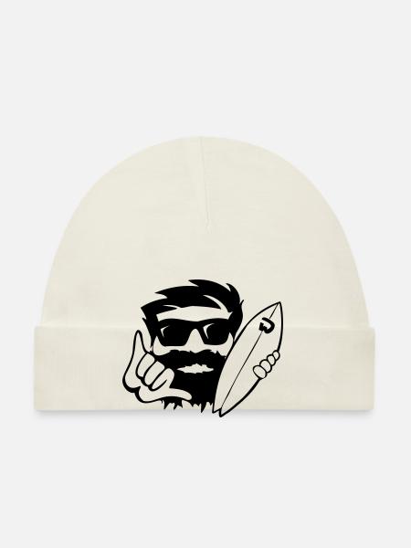 Design de chemise surfeuse cool en noir et blanc - Bonnet bio Bébé - blanc - Devant