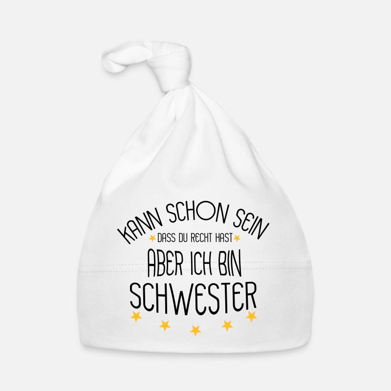 Schwester - Baby Bio-Mütze - Weiß