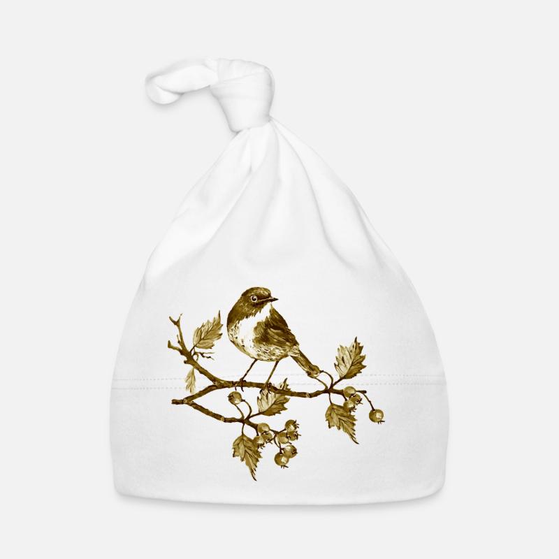 Oiseau - Bonnet bio Bébé - blanc