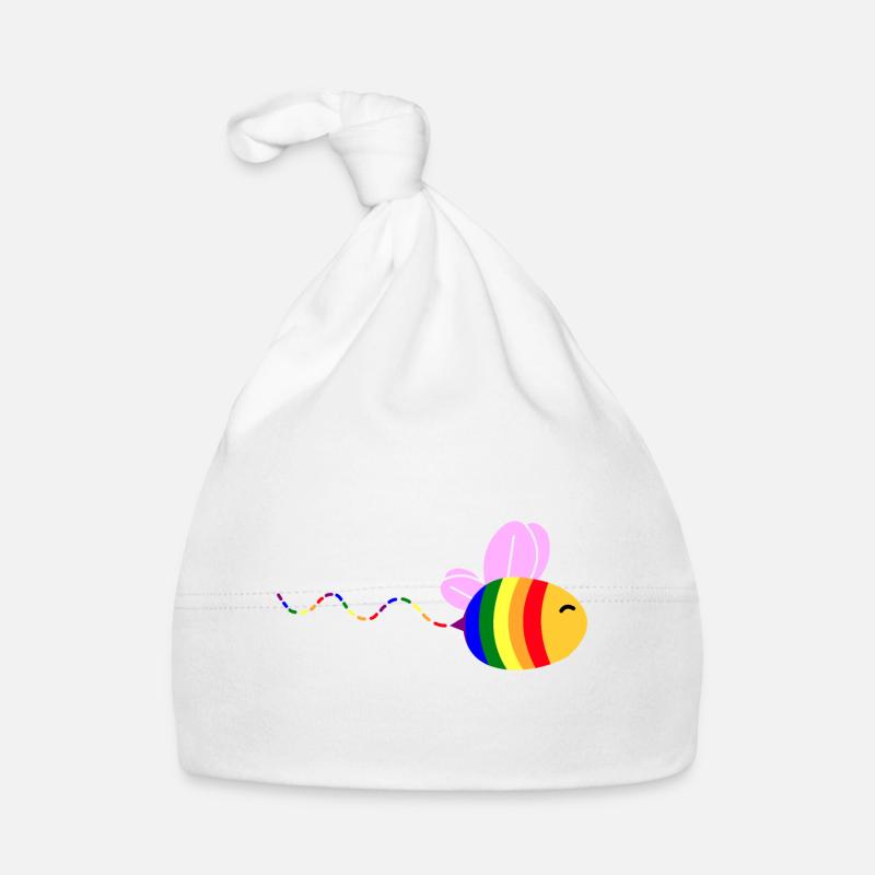 Gay Pride Bee - Organic Baby Cap - white