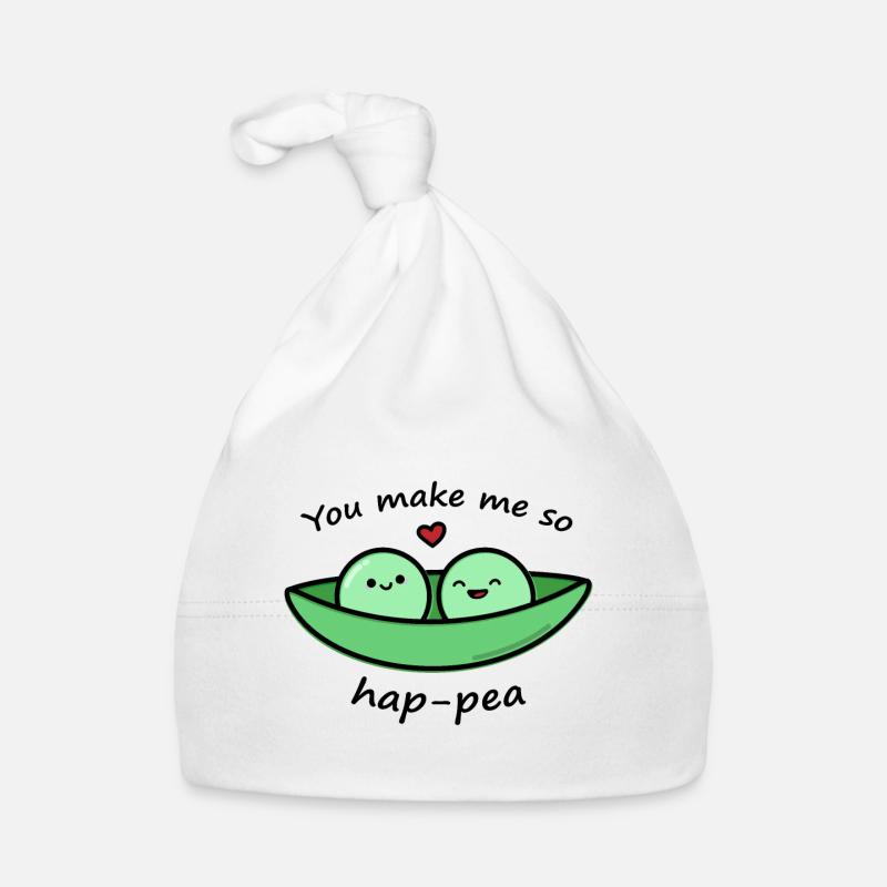 Petits pois mignons - Bonnet bio Bébé - blanc