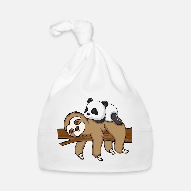 Sloth And Panda Cute Animal Design Organic Baby Cap