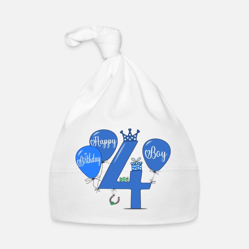 Happy Birthday 4 Boy Organic Baby Cap