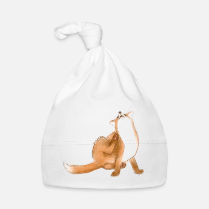Scratching fox cute animal drawing Organic Baby Cap