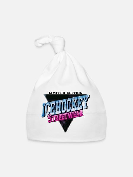 Eishockey Sport Neon Vintage Retro Streetwear - Baby Bio-Mütze - Weiß - Vorne
