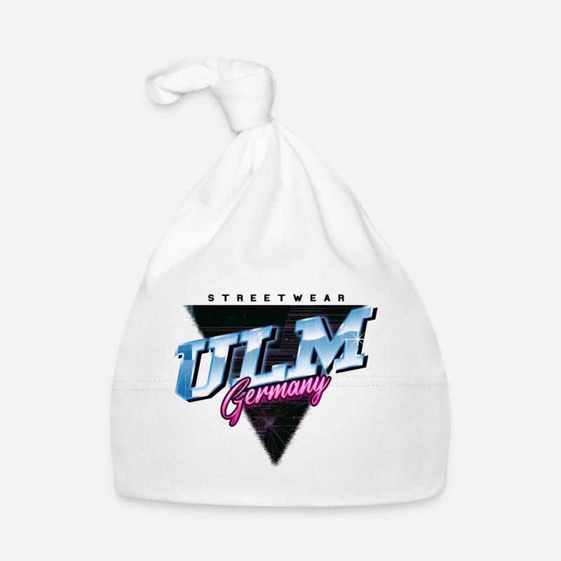 Ulm Germany City Skyline Vintage Retro Neon Organic Baby Cap