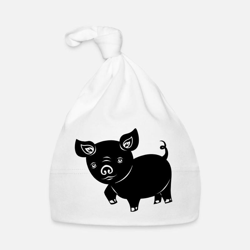 Pig piglet logo Shadow image Organic Baby Cap