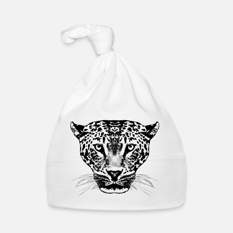 Leopard / Kopf - Baby Bio-Mütze - Weiß