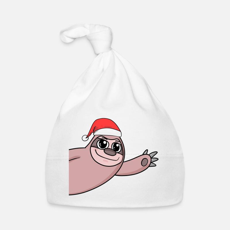Sloth Christmas Hello Greeting Organic Baby Cap