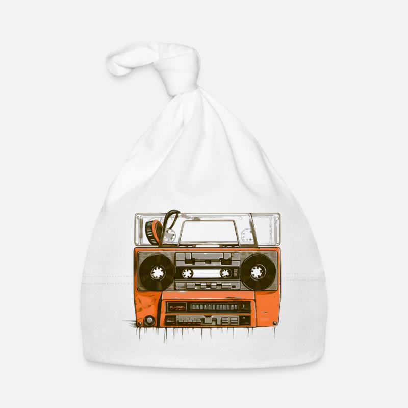 Retro Kassette T-Shirt Ghettoblaster Musik 80er Baby Bio-Mütze
